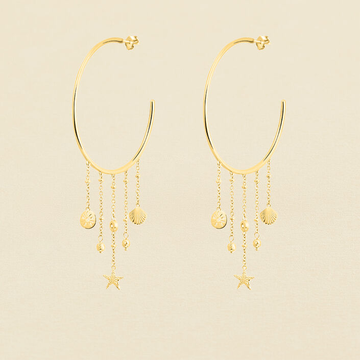 Créoles OCEANIDE - Cristal / Doré - Boucles d'oreilles  | Agatha