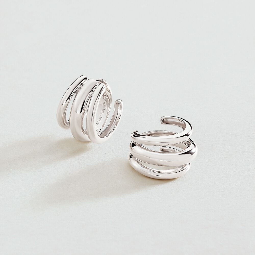 Créoles TRIJONC - Argenté - Boucles d'oreilles fantaisies  | Agatha