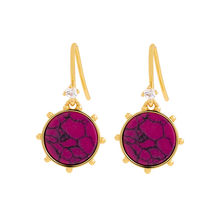 Boucles d'oreilles pendantes BAIA - Fuchsia / Doré - Boucles d'oreilles  | Agatha