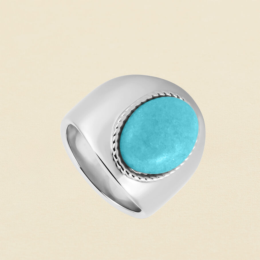 Bague large ALOHA - Turquoise / Argenté - Bagues  | Agatha