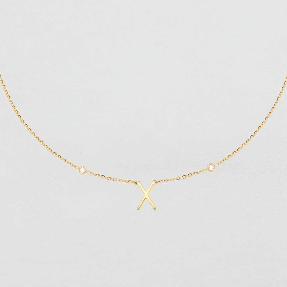 Collier mi-long LETTRE X - Cristal / Doré - Colliers mi-long  | Agatha