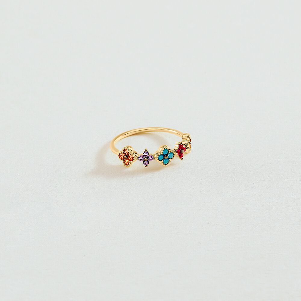 Bague fine BELOVED - Multicolore / Doré - Bagues avec pierre  | Agatha