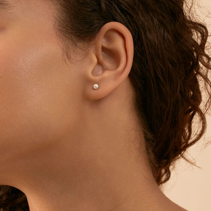 Boucles d'oreilles puces MINIPERL - Perle / Argenté - Boucles d'oreilles puces  | Agatha