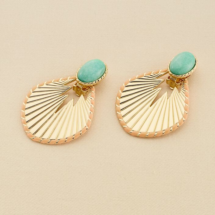 Boucles d'oreilles clips ARLEQUIN - Amazonite - Boucles d'oreilles  | Agatha