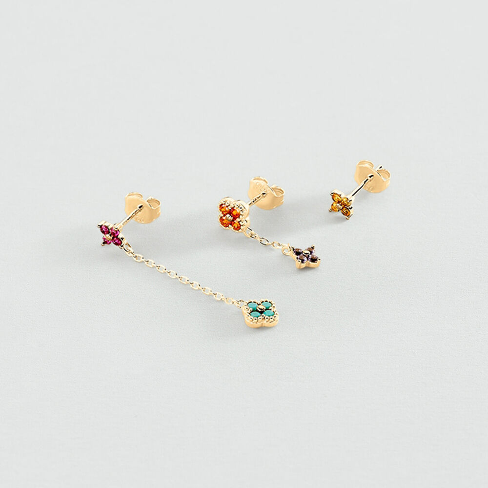 Boucles d'oreilles puces MIX& MATCH - Multicolore / Dor&eacute; - Boucles d'oreilles puces  | Agatha