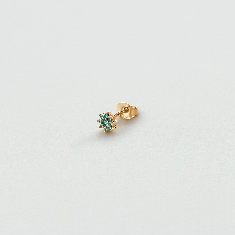 Puce &agrave; l'unit&eacute; FLEUR MIX & MATCH - Vert / Dor&eacute; - Boucles d'oreilles  | Agatha