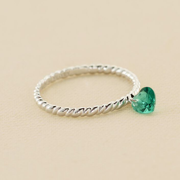 Bague fine BEGUIN - Vert / Argenté - Bagues  | Agatha