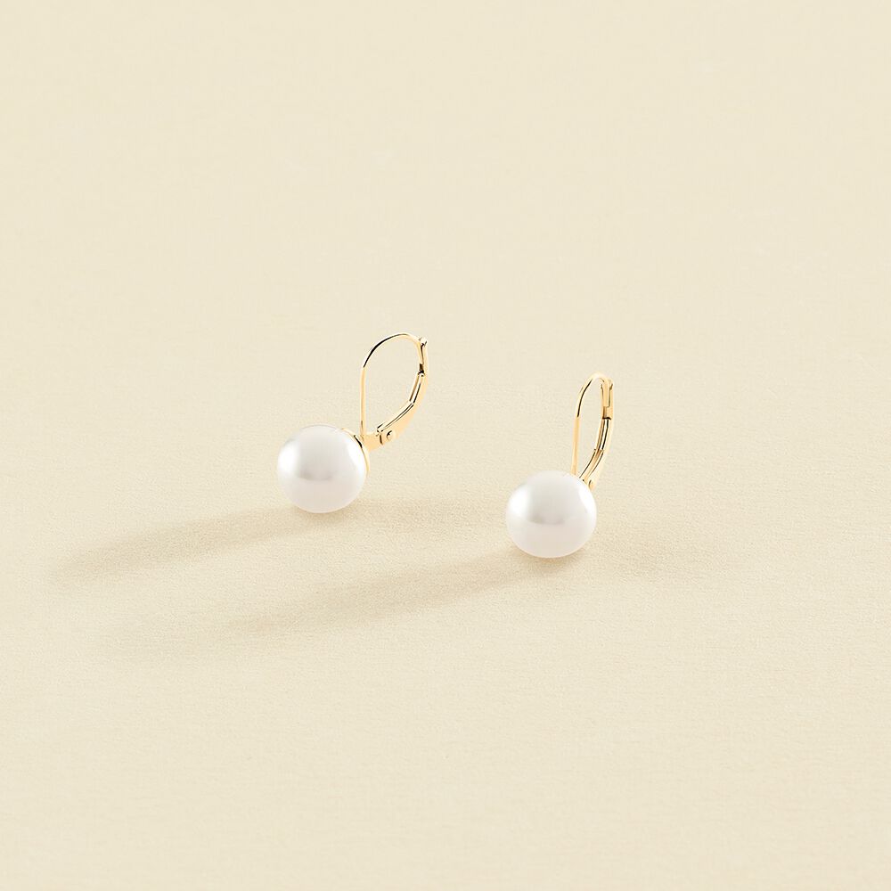 Boucles d'oreilles pendantes PEARLY - Perle / Doré - Boucles d'oreilles  | Agatha