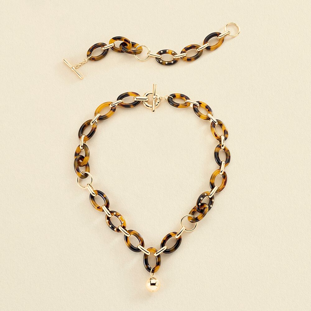 Collier mi-long BOUCLE - Ecaille / Doré - Colliers  | Agatha