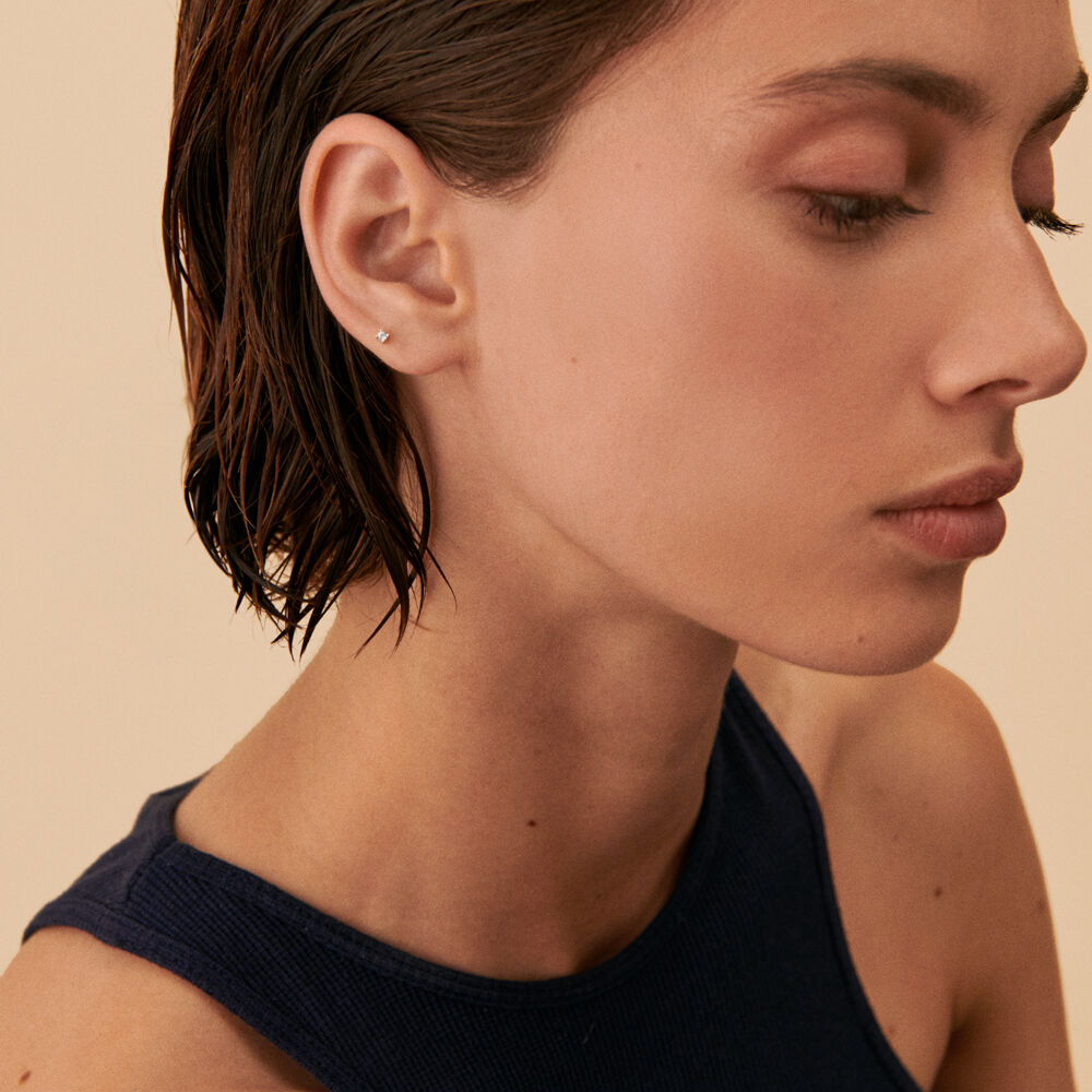 Piercing puce MINI - Cristal / Argent&eacute; - Argent v&eacute;ritable  | Agatha