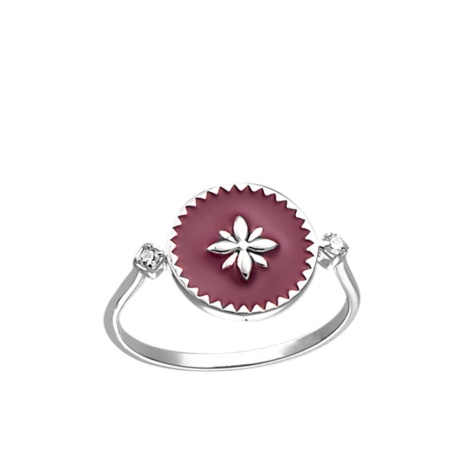 Bague large FLOWER - Violet / Argenté - Bagues  | Agatha