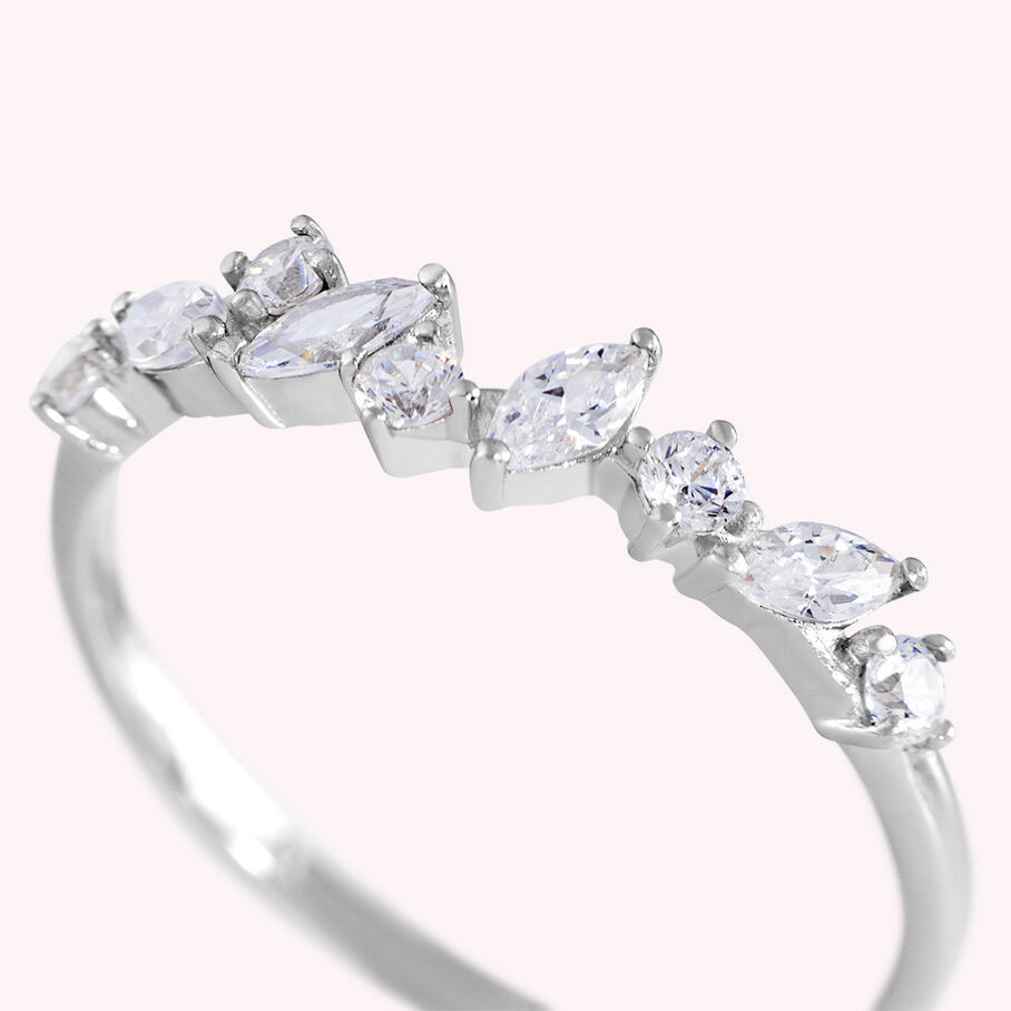 Bague fine PLEIADES - Cristal / Argenté - Bagues  | Agatha