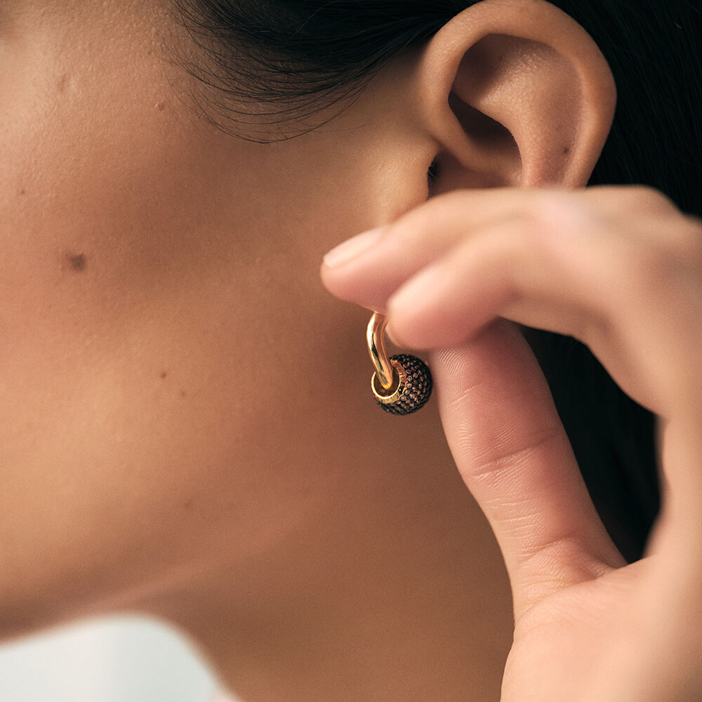 Pendentif BOULE PAV&Eacute; - Dor&eacute; / Gun - Nos concepts  | Agatha