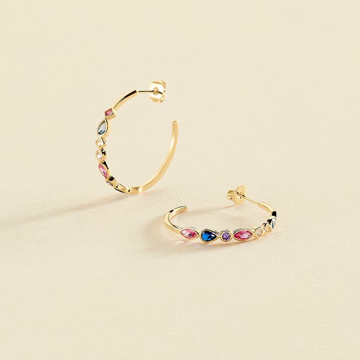 Créoles ARCO - Multicolore / Doré - Boucles d'oreilles  | Agatha