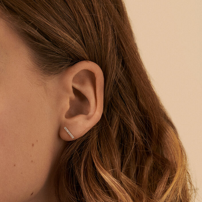 Boucles d'oreilles puces BARSHINE - Cristal / Argenté - Boucles d'oreilles puces  | Agatha