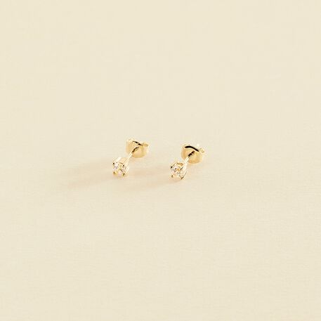 Boucles d'oreilles puces SOL - Cristal / Doré - Boucles d'oreilles puces  | Agatha