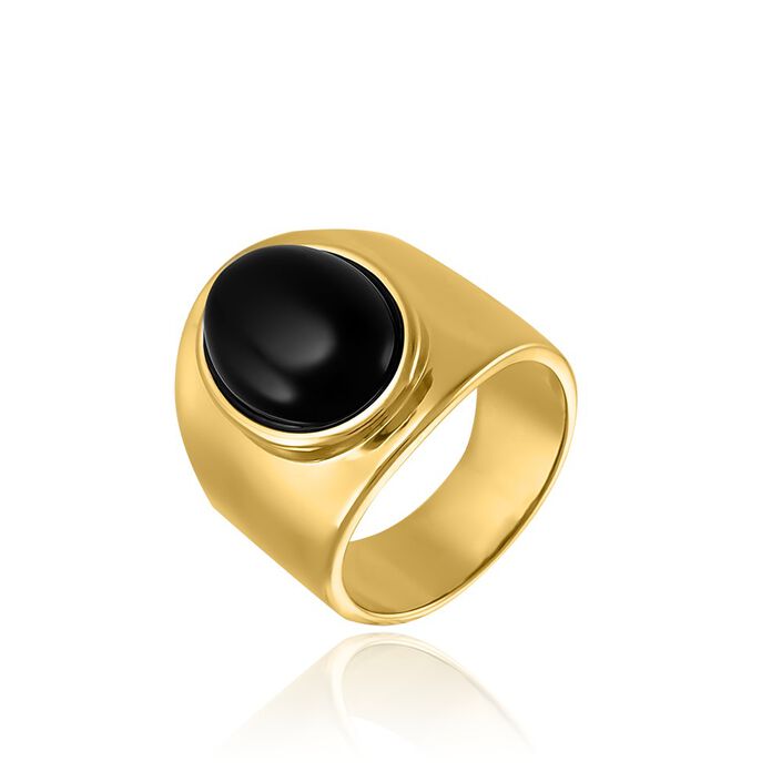 Bague large MOPA - Noir / Doré - Bagues  | Agatha