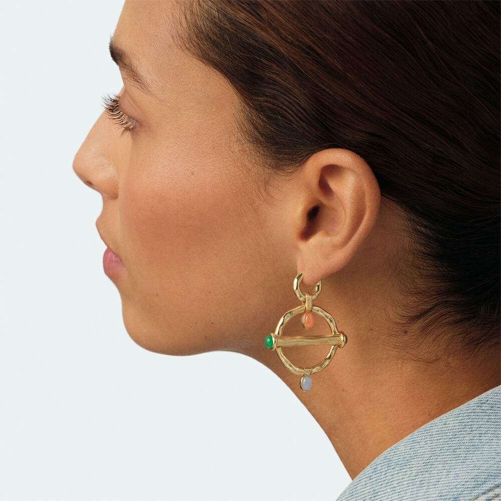 Boucles d'oreilles pendantes PANGEA - Multicolore / Dor&eacute; - Boucles d'oreilles pendantes  | Agatha