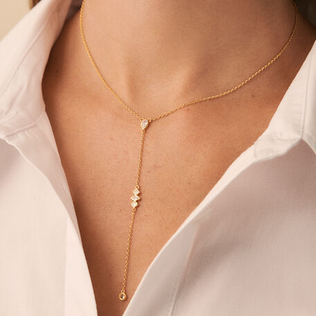 Collier mi-long PIRAMIDE - Cristal / Doré - Colliers  | Agatha