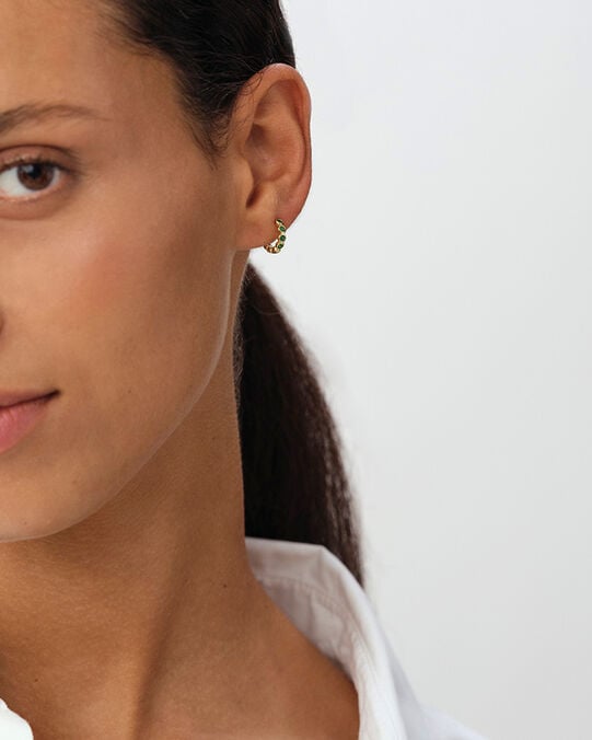 Piercing créole LEINA - Vert / Doré - Argent véritable  | Agatha Piercing créole LEINA - Vert / Doré - Argent véritable  | Agatha