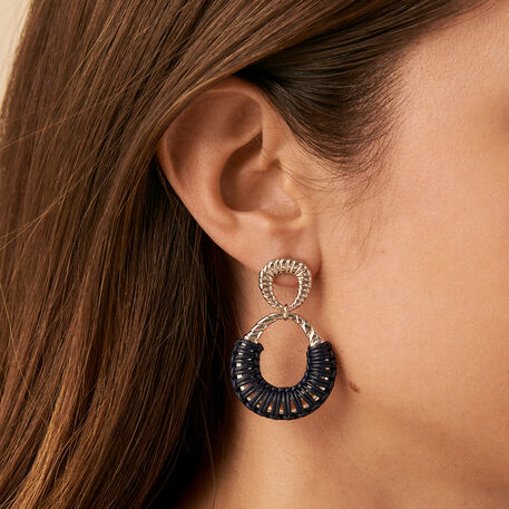 Boucles d'oreilles pendantes TWIGGY - Argenté / bleu foncé  - Boucles d'oreilles  | Agatha