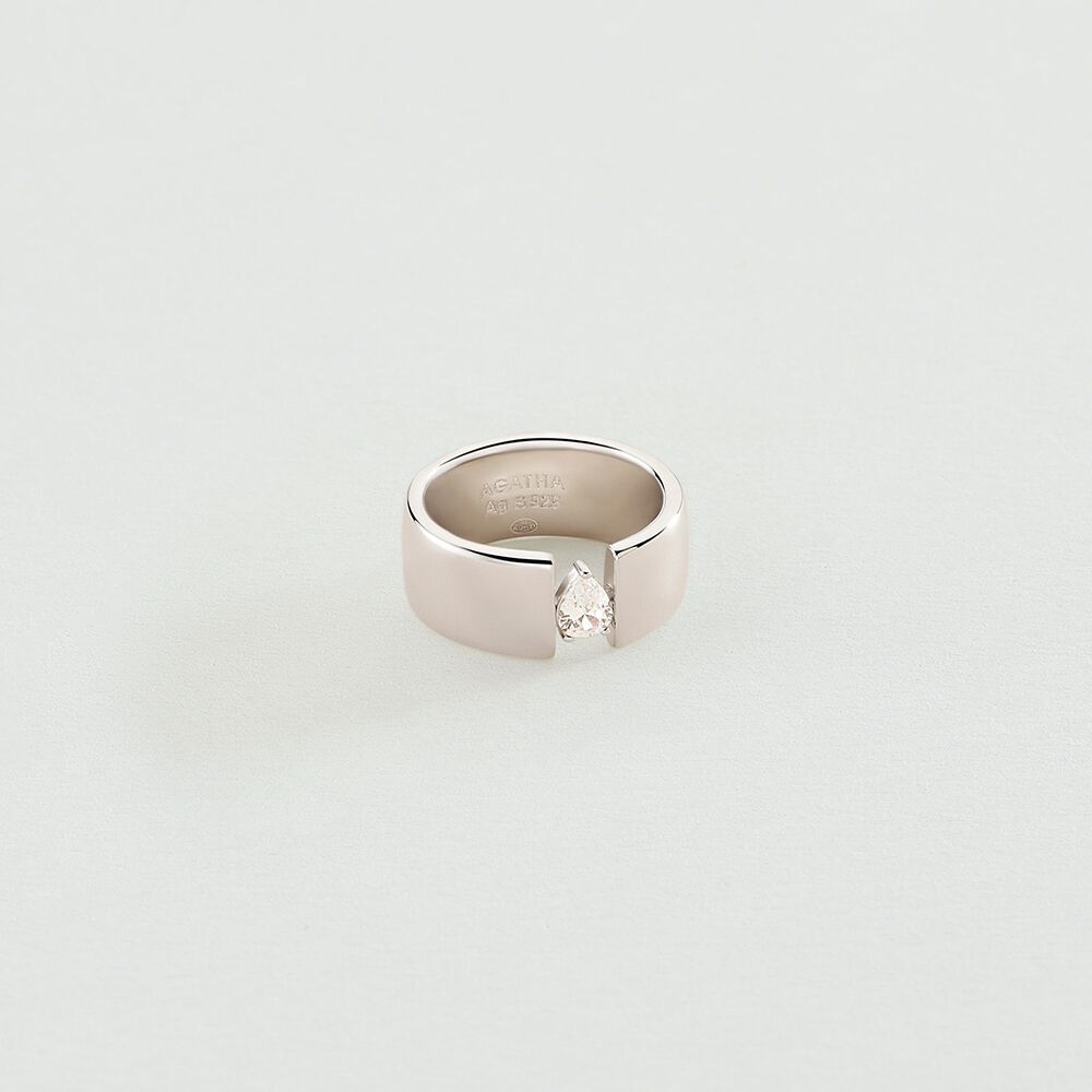 Bague large JADE - Cristal / Argenté - Bagues avec pierre  | Agatha