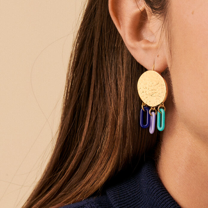 Boucles d'oreilles pendantes YEYE - Multicolore / Doré - Boucles d'oreilles  | Agatha