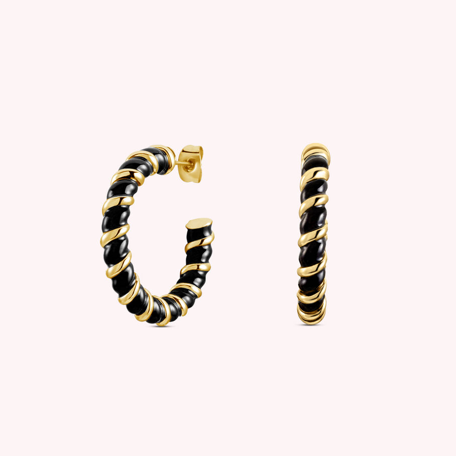 Créoles SESHA - Noir / Doré - Boucles d'oreilles  | Agatha