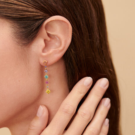 Boucles d'oreilles pendantes BELOVED - Multicolore / Doré - Boucles d'oreilles  | Agatha