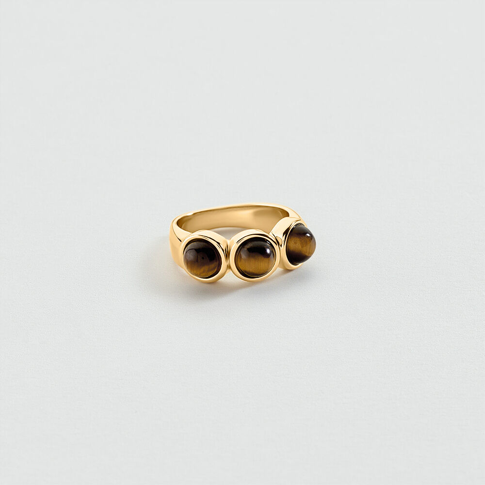 Bague fine TRIO DE PIERRES BATIGNOLLES - Marron / Dor&eacute; - Bagues fines  | Agatha