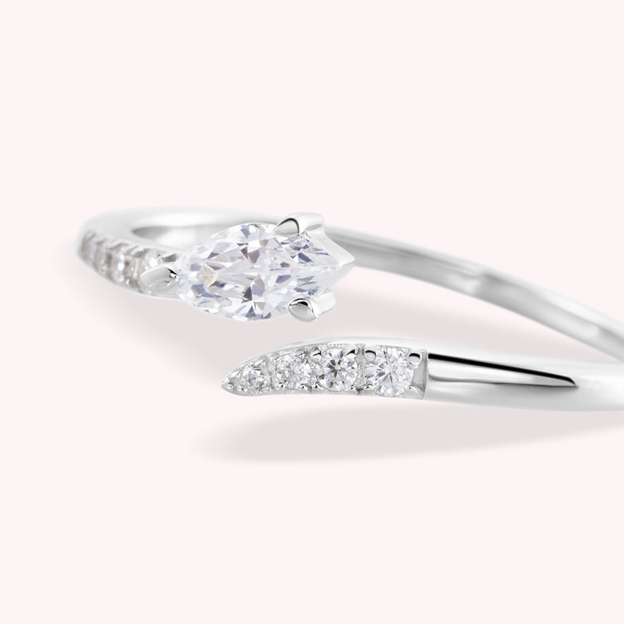 Bague fine SNAKY - Cristal / Argenté - Bagues  | Agatha
