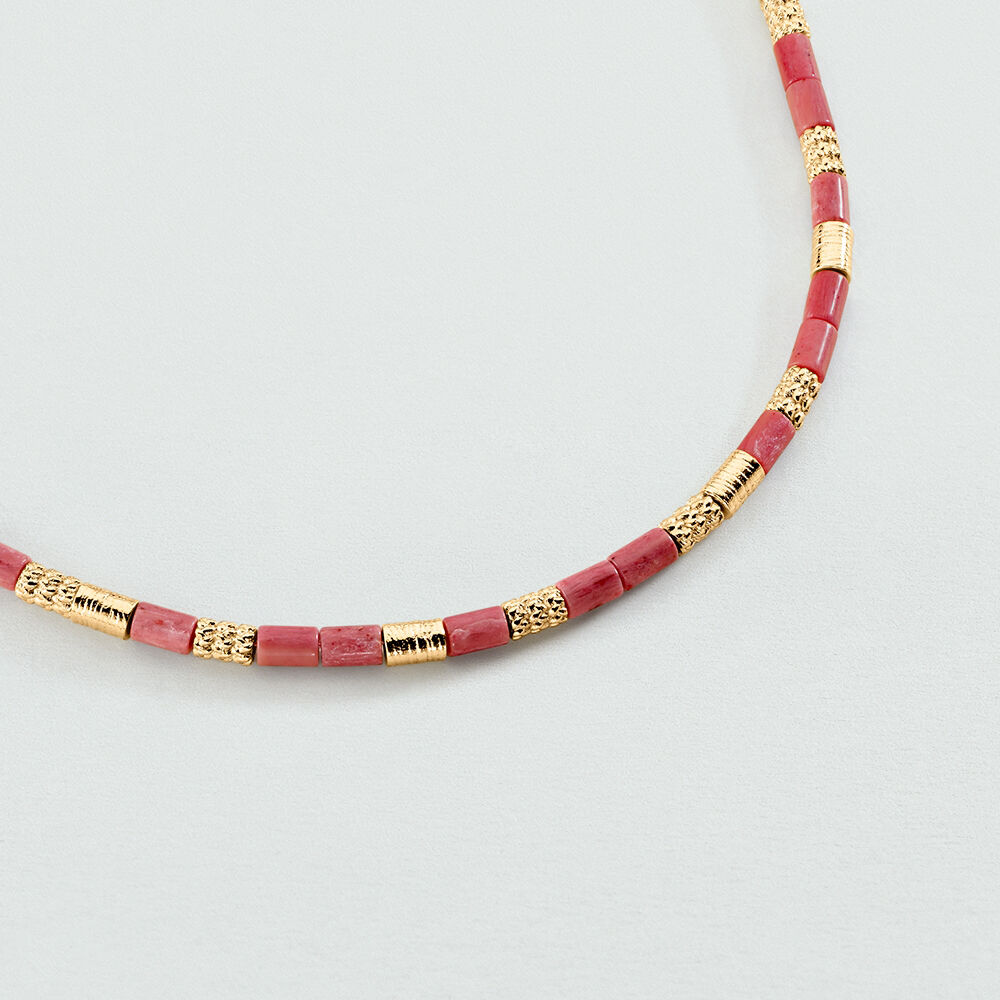 Collier ras du cou PETRA - Rhodochrosite / doré - Colliers fantaisie  | Agatha
