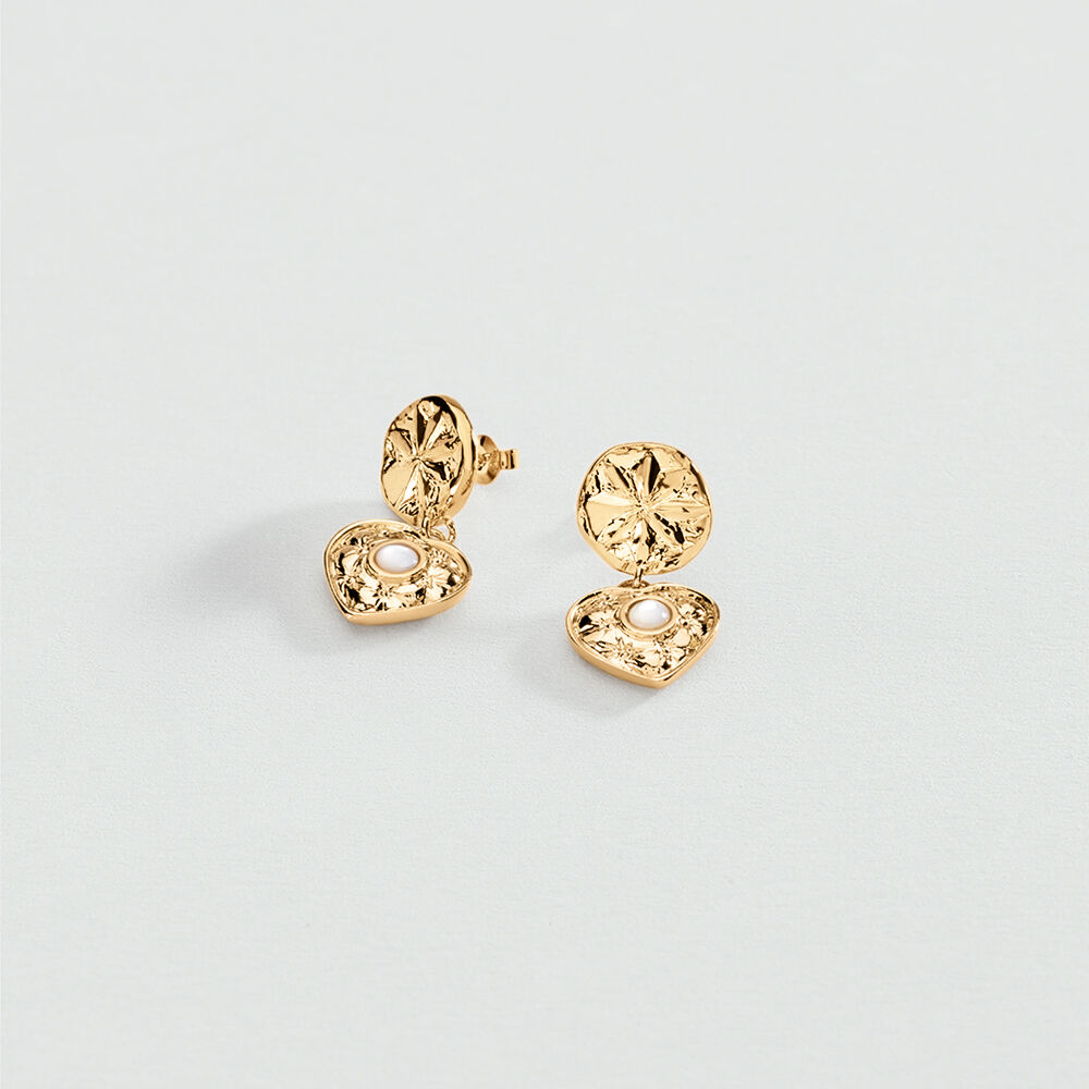 Boucles d'oreilles pendantes PONT DES ARTS - Doré / Blanc - Boucles d'oreilles pendantes  | Agatha