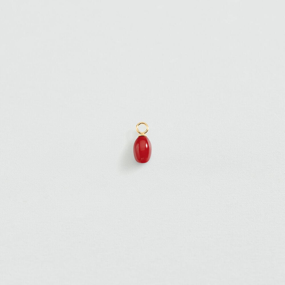 Pendentif PAMPILLE PIERRE NATURELLE - Rouge / Dor&eacute;
