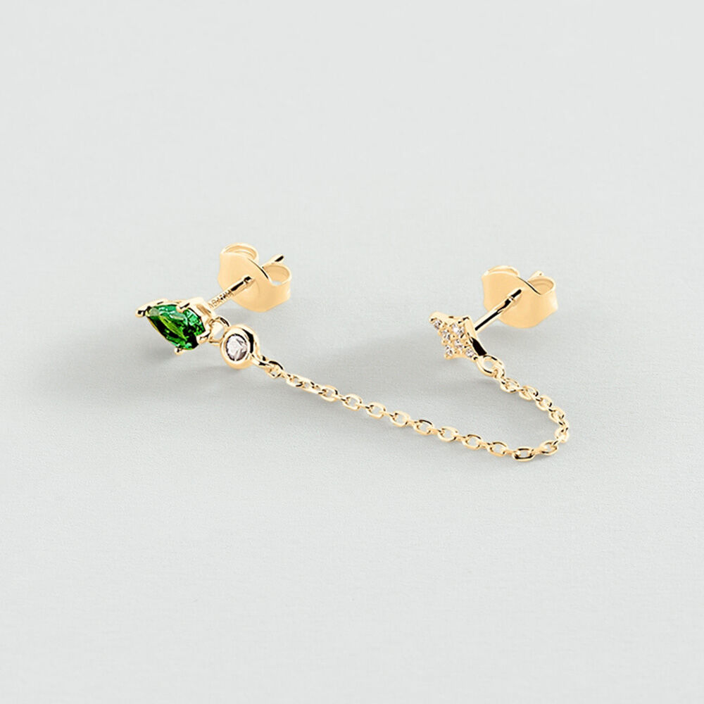 Boucles d'oreilles puces MIX & MATCH - Vert / Dor&eacute; - Boucles d'oreilles puces  | Agatha