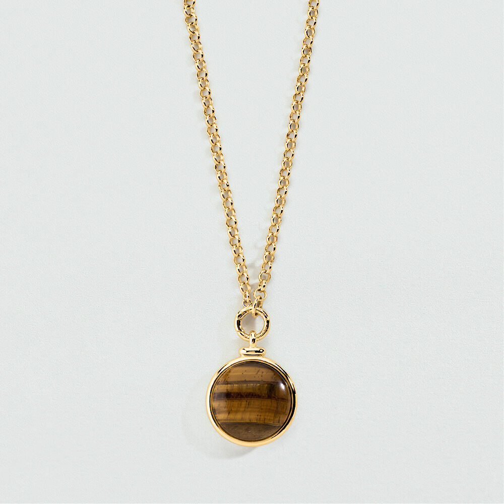 Sautoir PENDENTIF PIERRE BATIGNOLLES - Marron / Dor&eacute; - Sautoirs  | Agatha