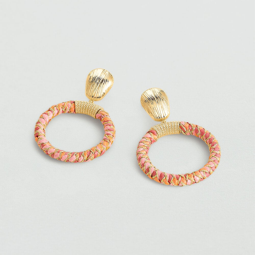 Boucles d'oreilles pendantes RAFIA - Rose / Dor&eacute; - Boucles d'oreilles fantaisies  | Agatha