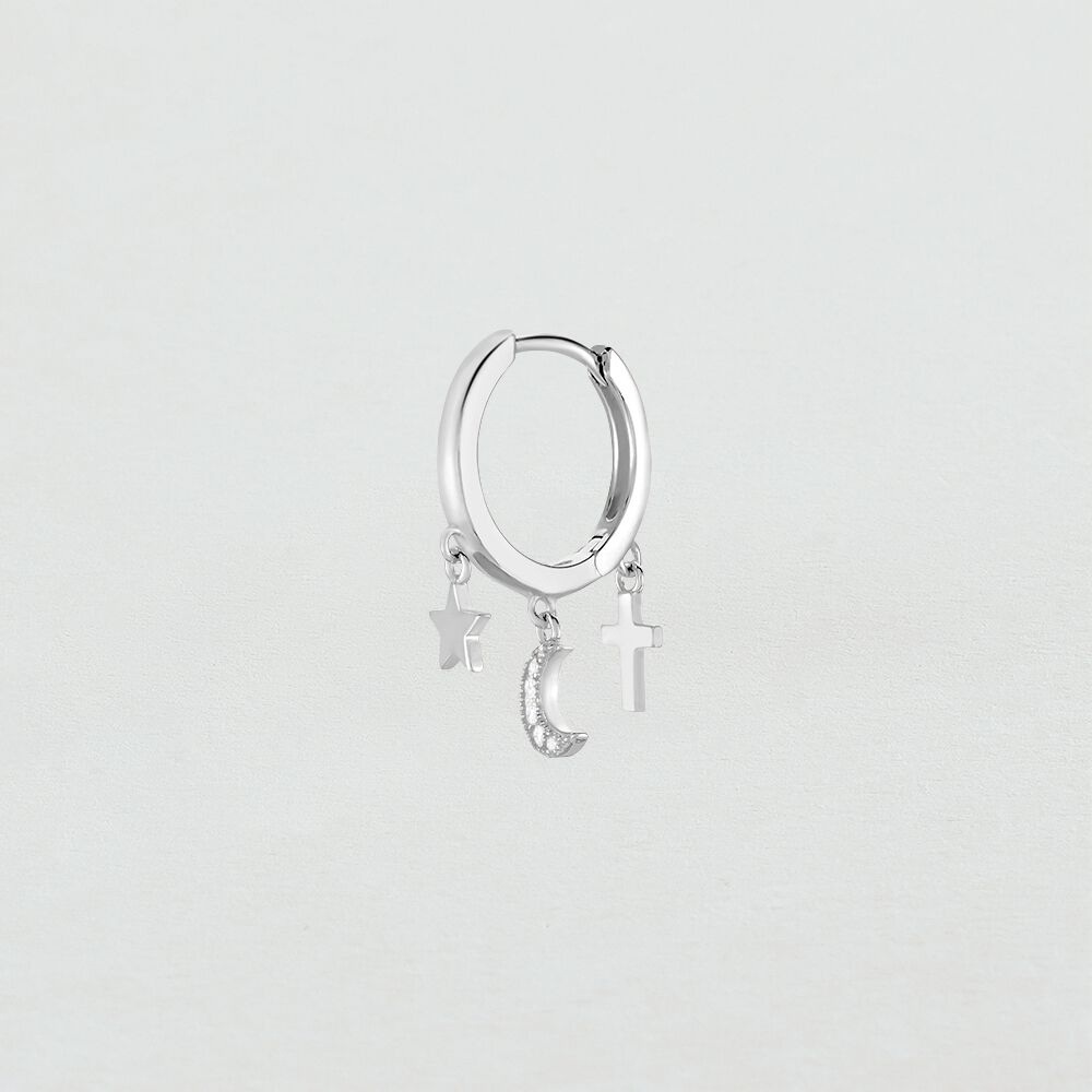 Piercing cr&eacute;ole CRIOCHAR - Cristal / Argent&eacute; - Argent v&eacute;ritable  | Agatha