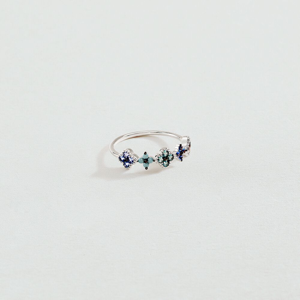 Bague fine BELOVED - Multicolore / Argenté - Bagues avec pierre  | Agatha