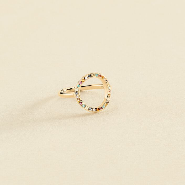 Bague fine RAINBOW - Multicolore / Doré - Bagues  | Agatha