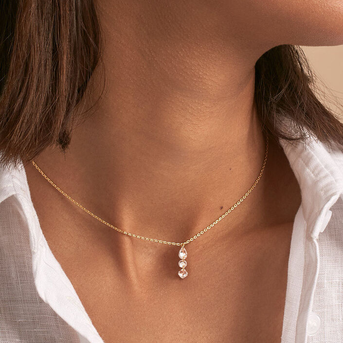 Collier ras du cou PETILLE - Cristal / Doré - Colliers  | Agatha