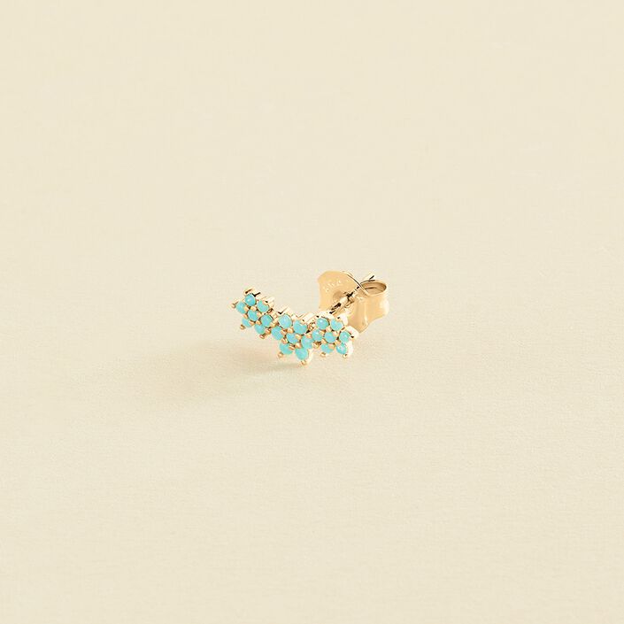 Piercing puce TRIOFLOR - Turquoise / Doré - Piercings  | Agatha