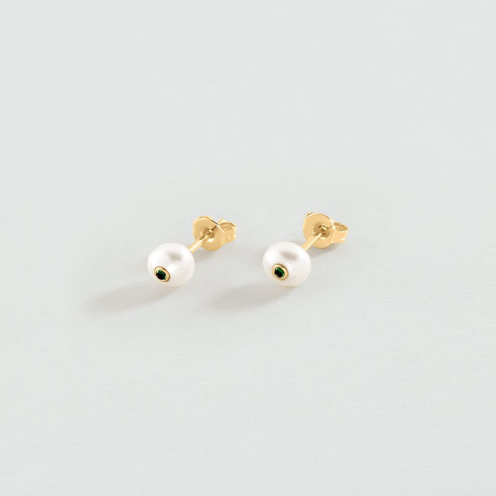 Boucles d'oreilles puces DIONE - Perle / Vert - Boucles d'oreilles puces  | Agatha