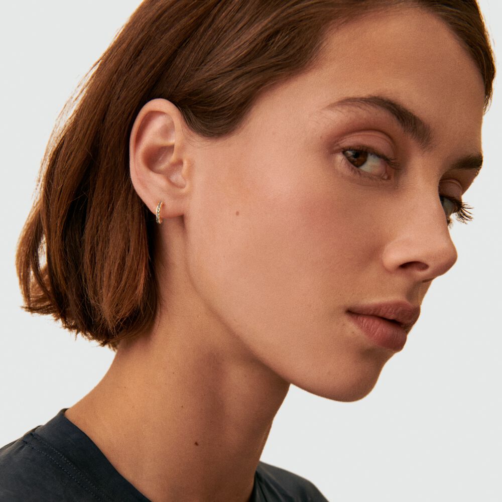 Piercing cr&eacute;ole PAVA - Turquoise / Dor&eacute; - Argent v&eacute;ritable  | Agatha