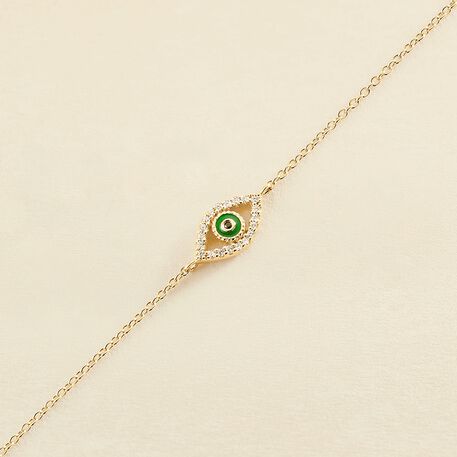 Bracelet souple LUCKY EYE - Vert / Doré - Bracelets  | Agatha