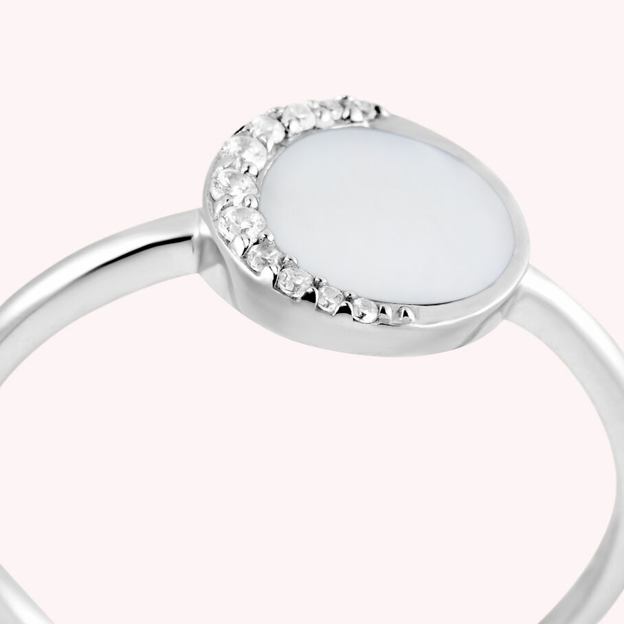 Bague fine MOONNACRE - Nacre / Argenté - Bagues  | Agatha