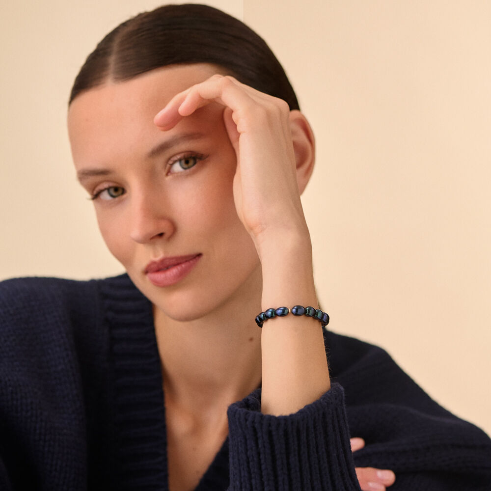 Bracelet souple MARGAUX - Noir / Dor&eacute; - Bracelets fantaisie  | Agatha