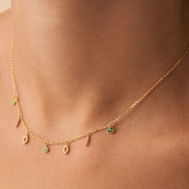 Collier ras du cou LUCKY EYE - Vert / Doré - Colliers  | Agatha