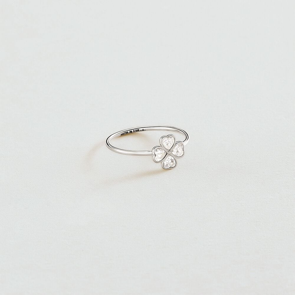 Bague fine FELICITE - Cristal / Argenté - Bagues avec pierre  | Agatha