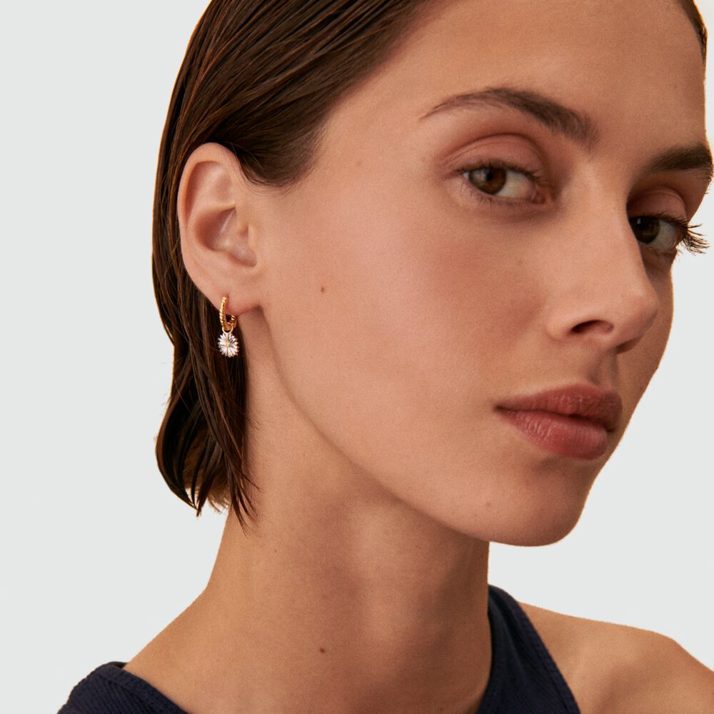 Piercing cr&eacute;ole DAISY - Argent&eacute; / Dor&eacute; - Argent v&eacute;ritable  | Agatha